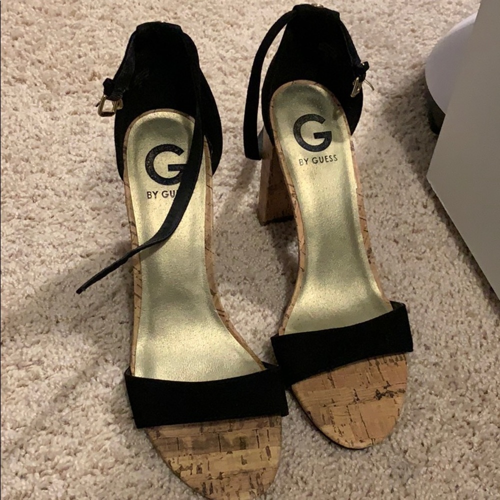 Guess Black and Cork Suede Heels
